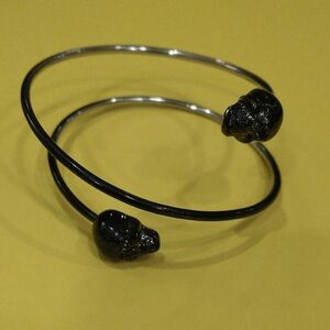 Edgy Black Skull Bangle Bracelet
